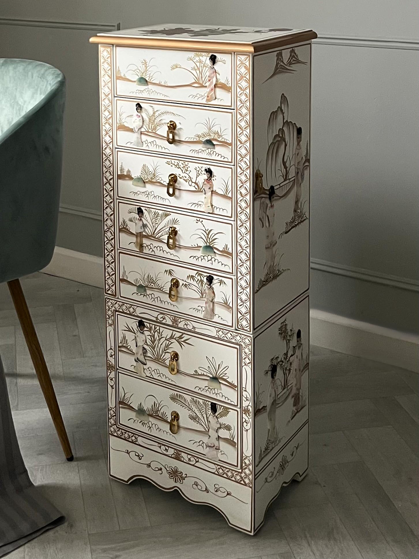 Jewellery Armoire Cabinet, Freestanding Jewellery Box, Oriental